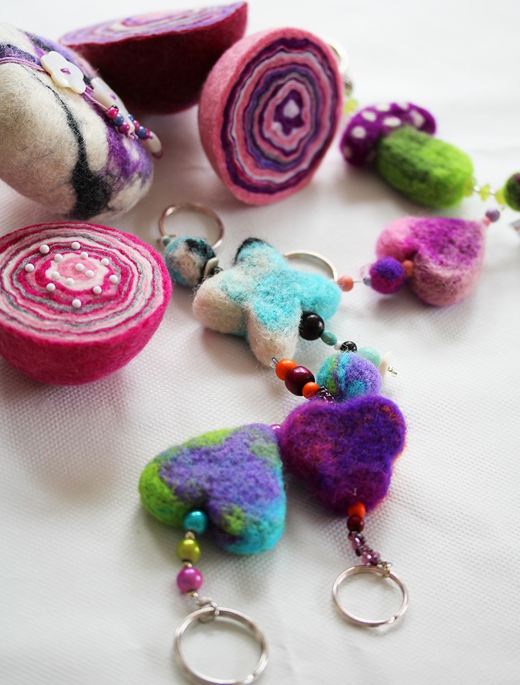 Filzen mit der Nadel Schlüsselanhänger Filzherz