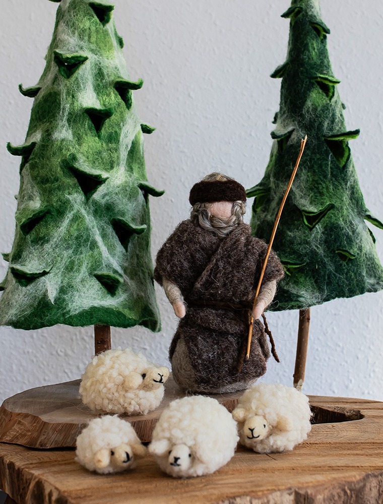 Filzfigur Hirte mit Schaafen Tannenbaum