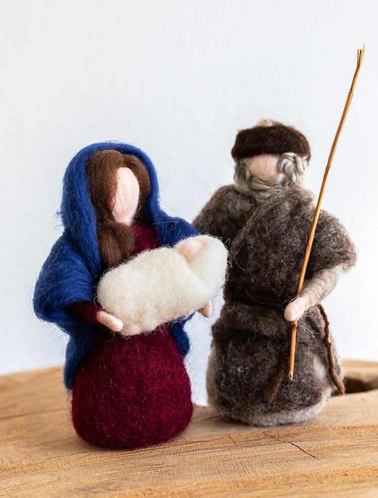 Filzfigur Weihnachtskrippe Maria Josef Christuskind